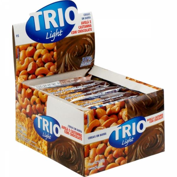 Barra Trio Light Castanha/Avelã/Chocolate 24x25 gr